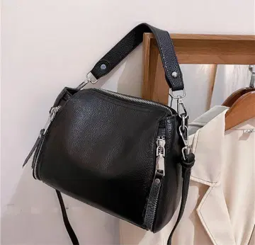 천연 가죽 숄더백 핸드백 사선 가케 2way 미니백 블랙