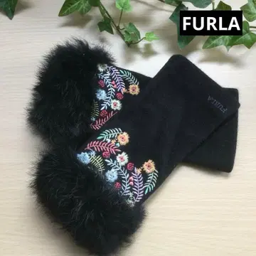 세일 [훌라 FURLA] 장갑 블랙 퍼 자수