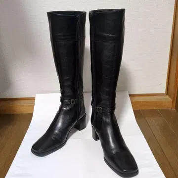 [ 거의 미사용 ] ing 블랙 가죽 롱 부츠 23cm