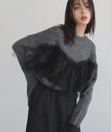 튤 믹스 니트 lian 차콜 그레이