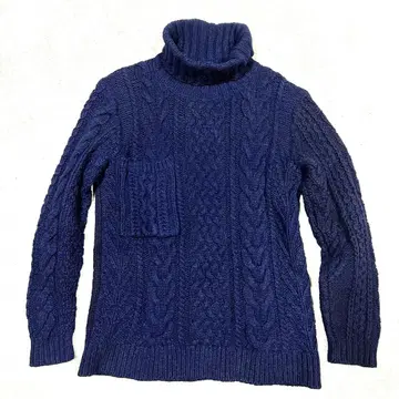 론 헤르만 터틀넥 스웨터 케이블 니트 울 100% 손뜨개질