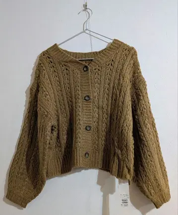 [ 미사용 새상품 ] 사만사 모스모스 헤링본 짜임 앞뒤 착용 니트 가디건