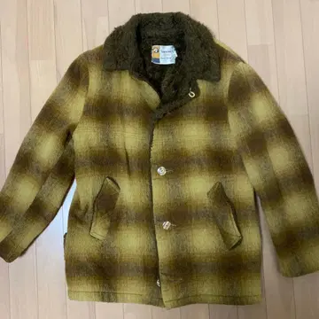 60s 빈티지 옴브레 체크 카 코트
