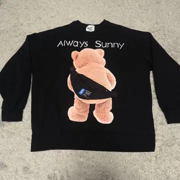 맨투맨 트레이닝복 곰 파우치 포함 오버 사이즈 포켓 블랙