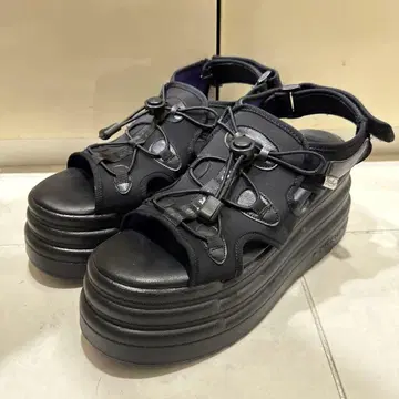 YOSUKE 요스케 통굽 레이스업 샌들 24.5 블랙