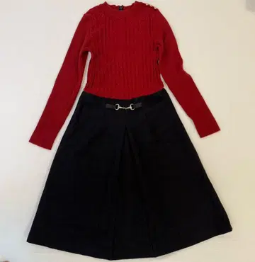 새상품급 스윙 원피스 니트 벨트 A라인 깔끔한 절개