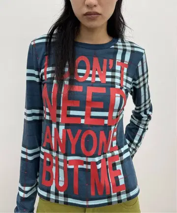 로고 롱 슬리브 T셔츠 오리엔스 저널 스탠다드 체크 무늬 로고