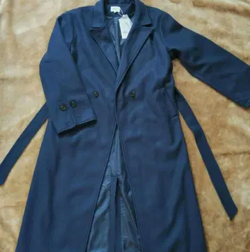 [ emi+ ] 미사용 롱 코트 벨트 포함 블루 L