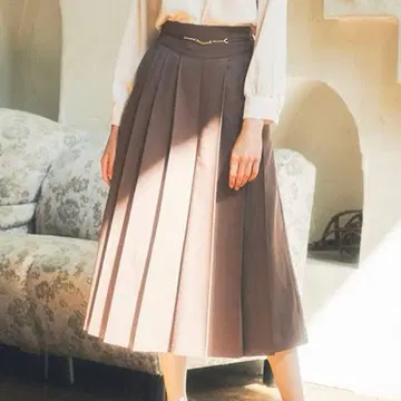 체인 사용 플리츠 와이드 팬츠 브라운 안나수이 안나수이 피노