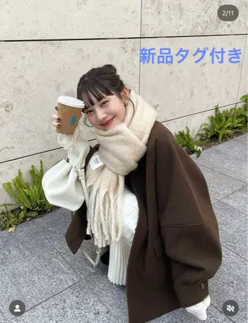 [택 포함 새상품] 웨이브 디자인 미들 코트 hinari