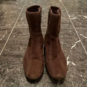 콜한: 브라운 스웨이드 지퍼 부츠 ( 23cm )