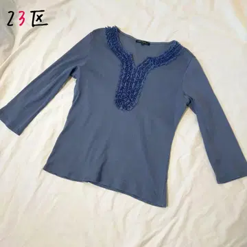 23구 스웨터 리브 니트 7부 소매 프릴