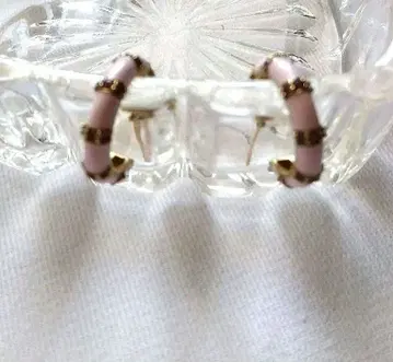 IT's MY STYLE 핑크 대나무 디자인 후프 귀걸이