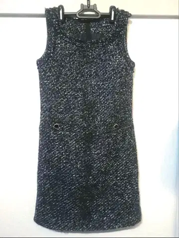 미슈마슈 트위드 미니 원피스 38 트위드 화이트 블랙 그레이