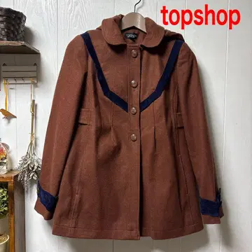 TOPSHOP 후드 부착 브라운 자켓