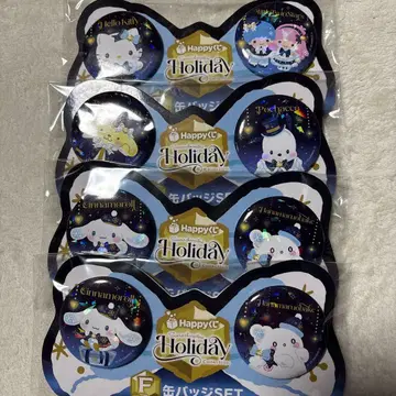 산리오 해피 복권 홀리데이 키티 캔뱃지 4종