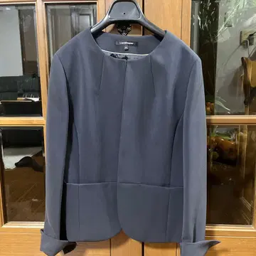 노카라 자켓 수트 네이비