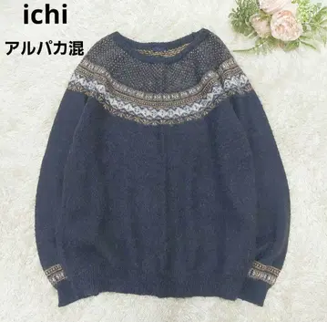 이치 알파카 울 노르딕 무늬 니트 스웨터