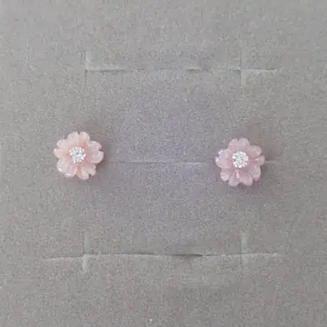미사용 츠츠미 핑크 쉘 플라워 귀걸이 K10