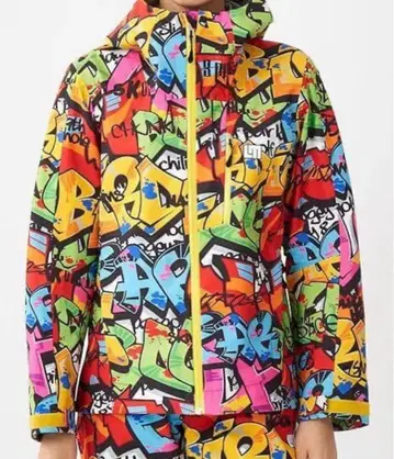 컬러풀 그래피티 후드 부착 후드티