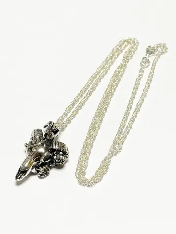 카스우 공방 꽃 해골 펜던트 양 체인 세트