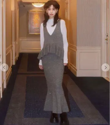 새상품 코코딜 스팽글 페플럼 베스트 x 시어 이너 & 머메이드 스커트