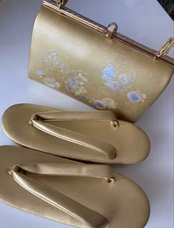 기모노 일본 의류 조리백 세트 골드