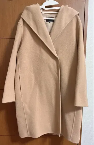23구 울 리버 후드 부착 미들 기장 코트 카멜 계열 40