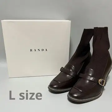 [ RANDA/미사용 새상품 ] 스트레치 삭스 앵클부츠 다크 브라운 L