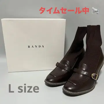 [ RANDA/미사용 새상품 ] 스트레치 삭스 앵클부츠 다크 브라운 L