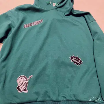 JACKBUNNY 그린 후드 부착 도라에몽 콜라보 후드티