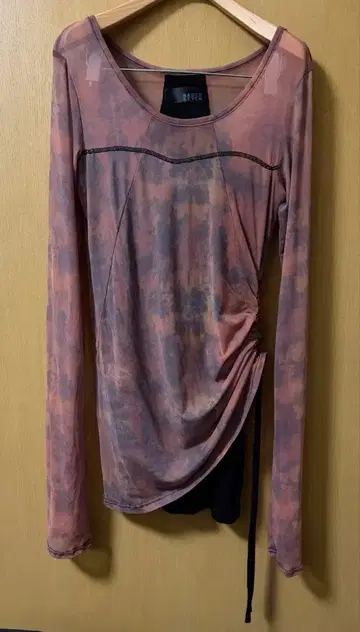 h.NAOTO 타이다이 패턴 시스루 롱 기장 티셔츠