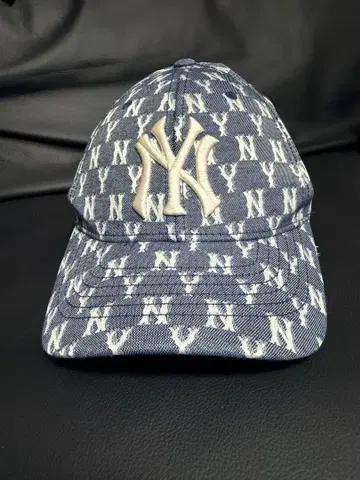 MLB NY 로고 데님 패턴 캡 프리 사이즈
