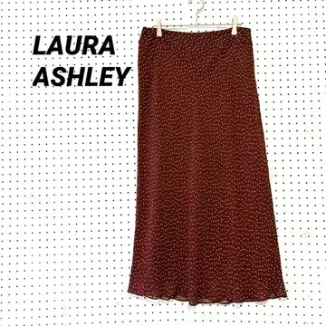 로라 애슐리 도트 무늬 플레어 롱 스커트 (13) 보르도 빅 사이즈