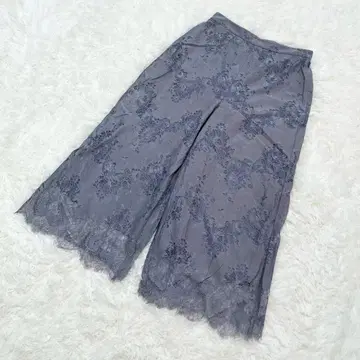 STRAWBERRY-FIELDS 레이스 팬츠 탁한 그레이 와이드 팬츠
