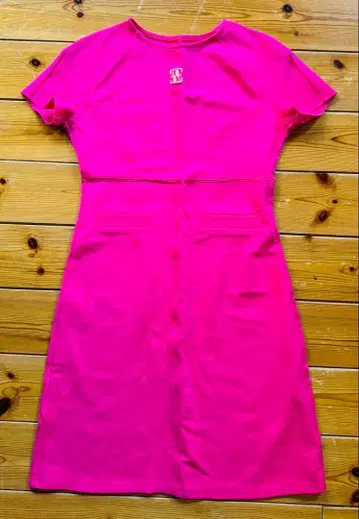 eimy istoire E 자수 반팔 무릎 기장 원피스 핑크