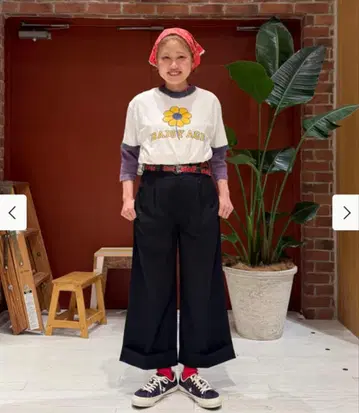 beams boy 폴리에스테르 울 트로피컬 와이드 팬츠 슬랙스