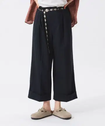 beams boy 폴리에스테르 울 트로피컬 와이드 팬츠 슬랙스