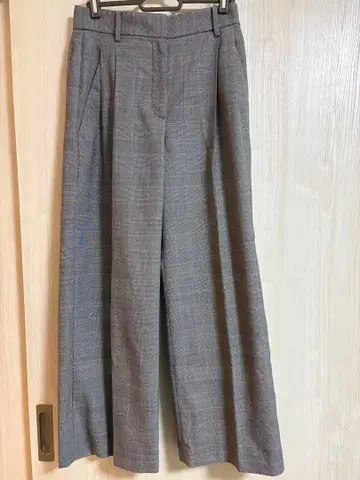 PLST 체크 와이드 팬츠