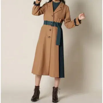 REDYAZEL 벨트 포함 롱 코트 플리츠 베이지 UNIQLO