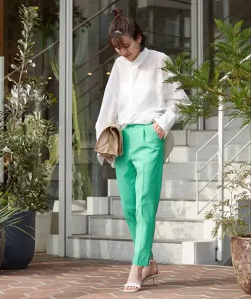 Rouge vif 그린 테이퍼드 팬츠