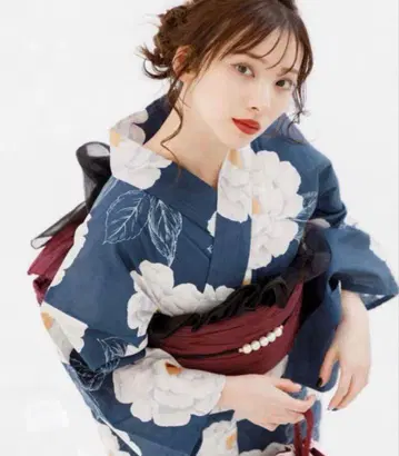 Dita 시원한 바람의 네이비 모란 유카타 전 5점 세트