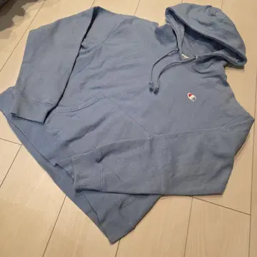 Champion 리버스 위브 후드티 탁한 블루 짧은 기장