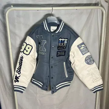 Wai Kei 자수 바시티 자켓 그레이/화이트 89