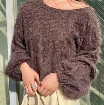 Kastane 페더 도킹 니트 가디건 브라운