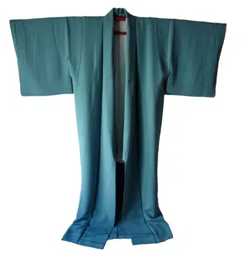 이로무지 기모노 히토츠몬 자수문 난도색 블루 계열 이중 기모노