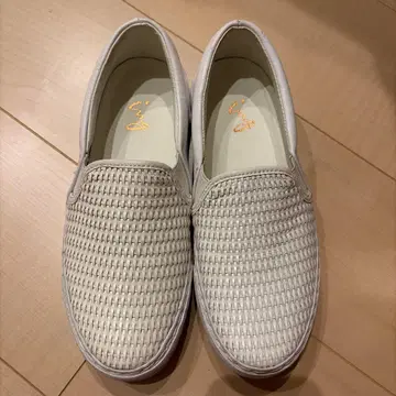 ing 화이트 뜨개질 슬립온 23.5cm