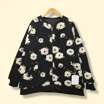 [ 새상품 ] 루피리안 보아 x 퀼팅 리버서블 블루종 블랙플라워