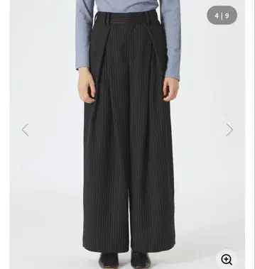 LOVELESS 스트라이프 카슈쿨 턱 와이드 팬츠 36