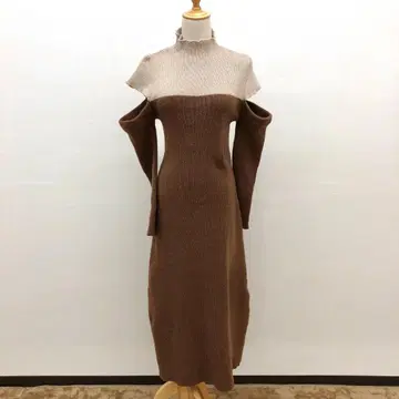 ABI TOKYO 오프숄더 긴팔 니트 원피스